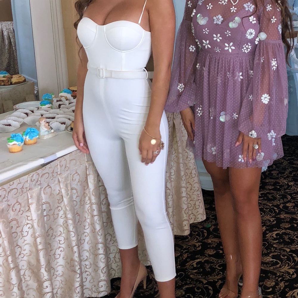 White bustier jumpsuit